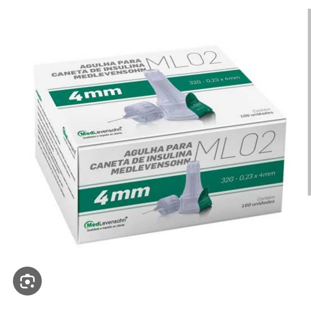 Agulha para Caneta De Insulina ML 02 4mm 32g Med Levensohn 300unid 0.004 Ml
