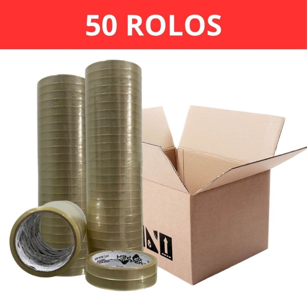 Kit 50 Rolos Fita Adesiva Durex Pequena 12mm x 30m Fina Transparente