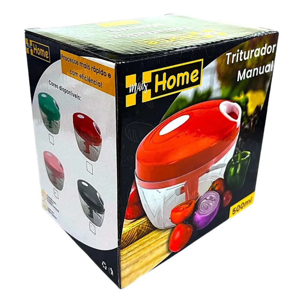 2 Processadores Triturador  De Alimentos Manual 3 Lâminas 500ml Mais Home