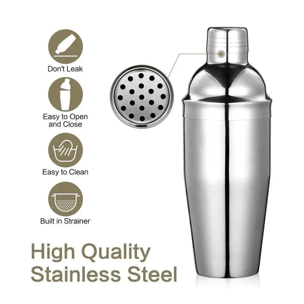 Coqueteleira Aço Inox 750/550ml Tradicional com Filtro Caipirinha Qualidade Premium Drink Barman Bar