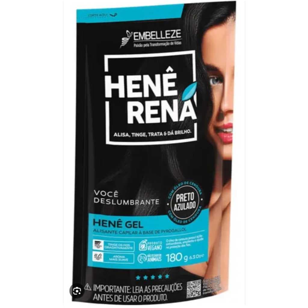 Alisante Henê Rená Preto Azulado/café Pouch 180g Embelleze - 1 Unidade