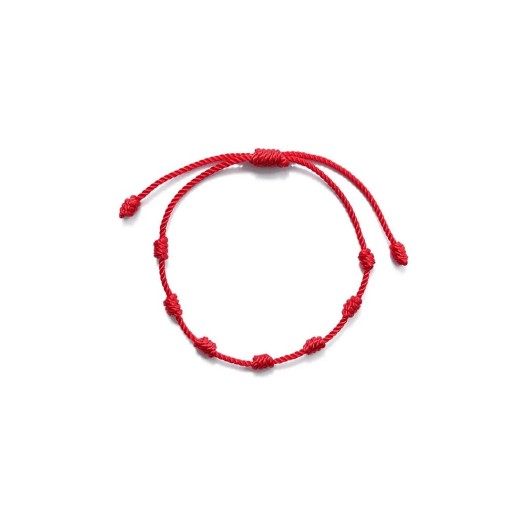 Pulseira 7 Sete Nós Vermelha Cabala Kabbalah Proteção Contra o Mal