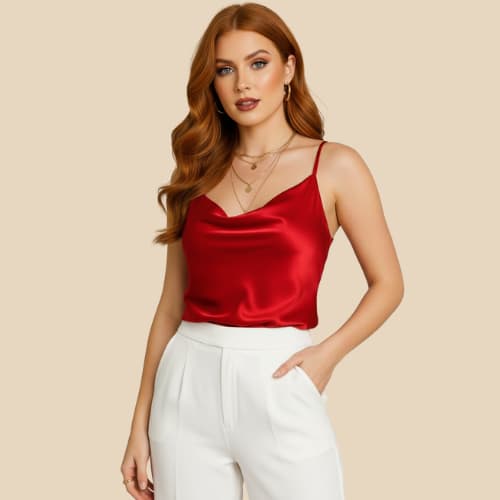 Regatinha Blusa Feminia Tecido Cetim com elastano Brilhante Alças Fina Elegante Casual Natal Ano Novo