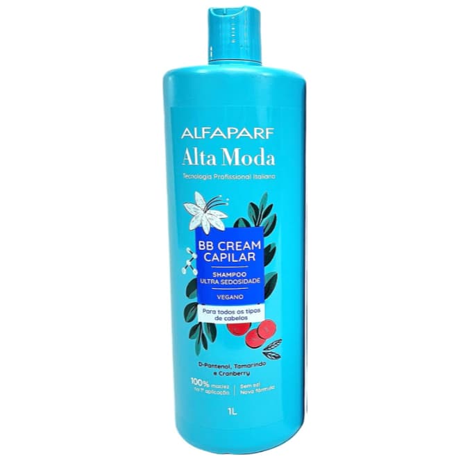 Shampoo Vegano Alfaparf Alta Moda BB Cream 1L – Ultra Sedosidade, 10-em-1 Tratamento Capilar Profissional