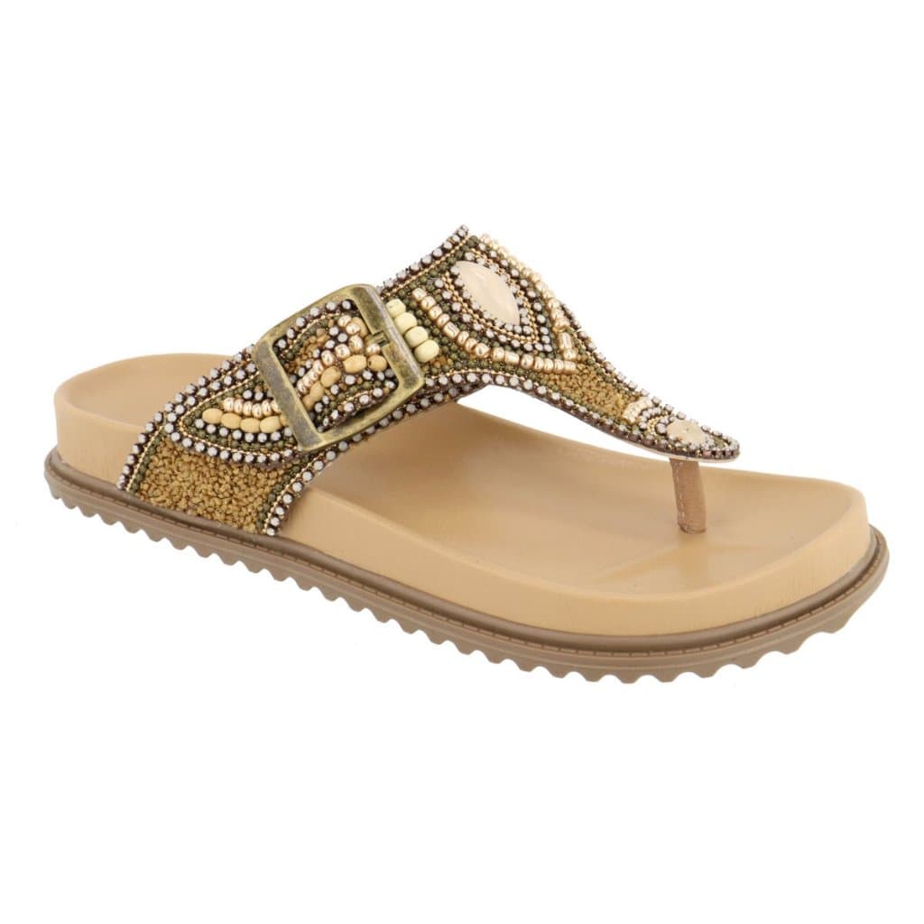 Sandália Papete Birken Rasteira Brilho Strass Pedraria Nude Lançamento Guvem Oficial