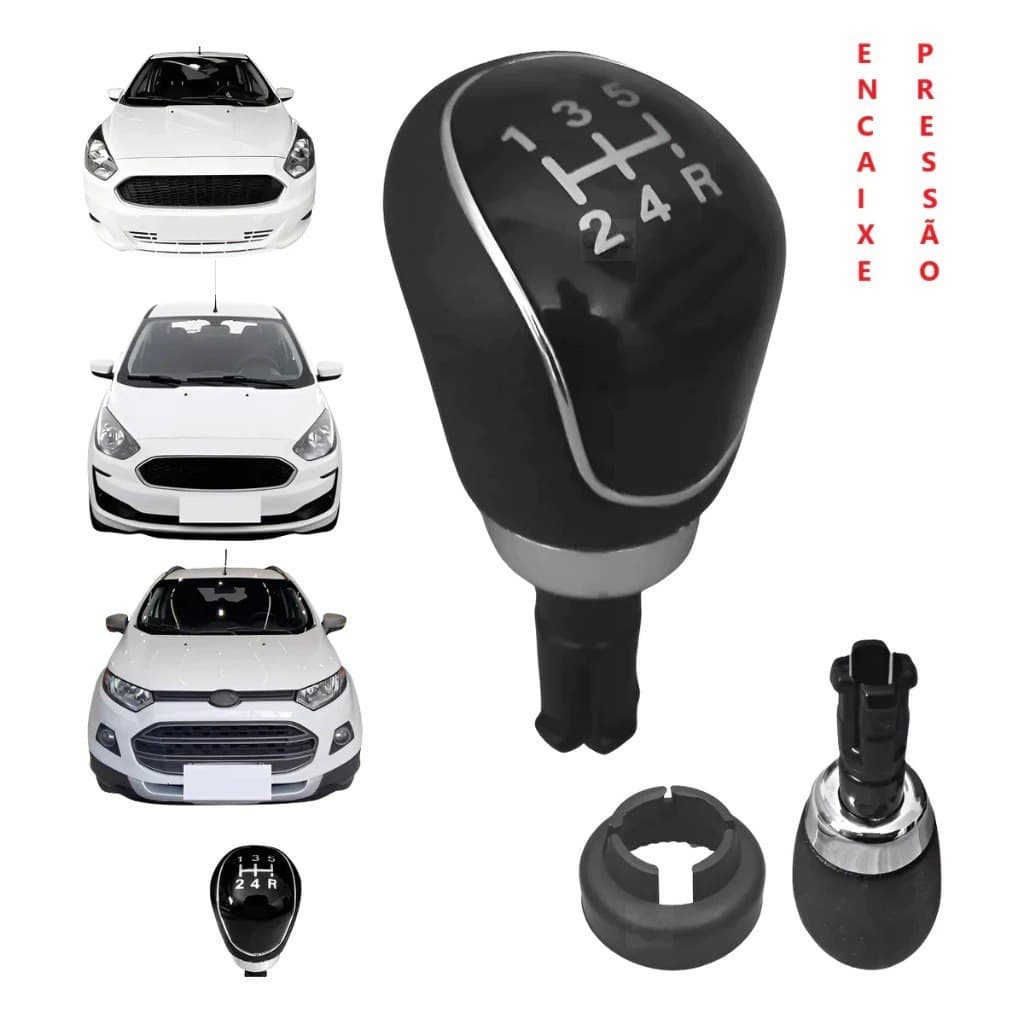 Manopla Bola Câmbio Marcha New Fiesta Ford Ka Novo Ecosport Preto