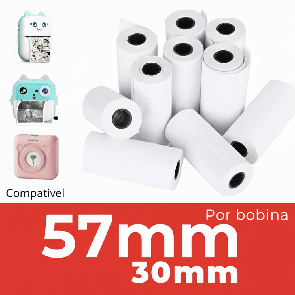 Kit Bobinas Térmica 57x30mm Mini Impressora Do Gatinho