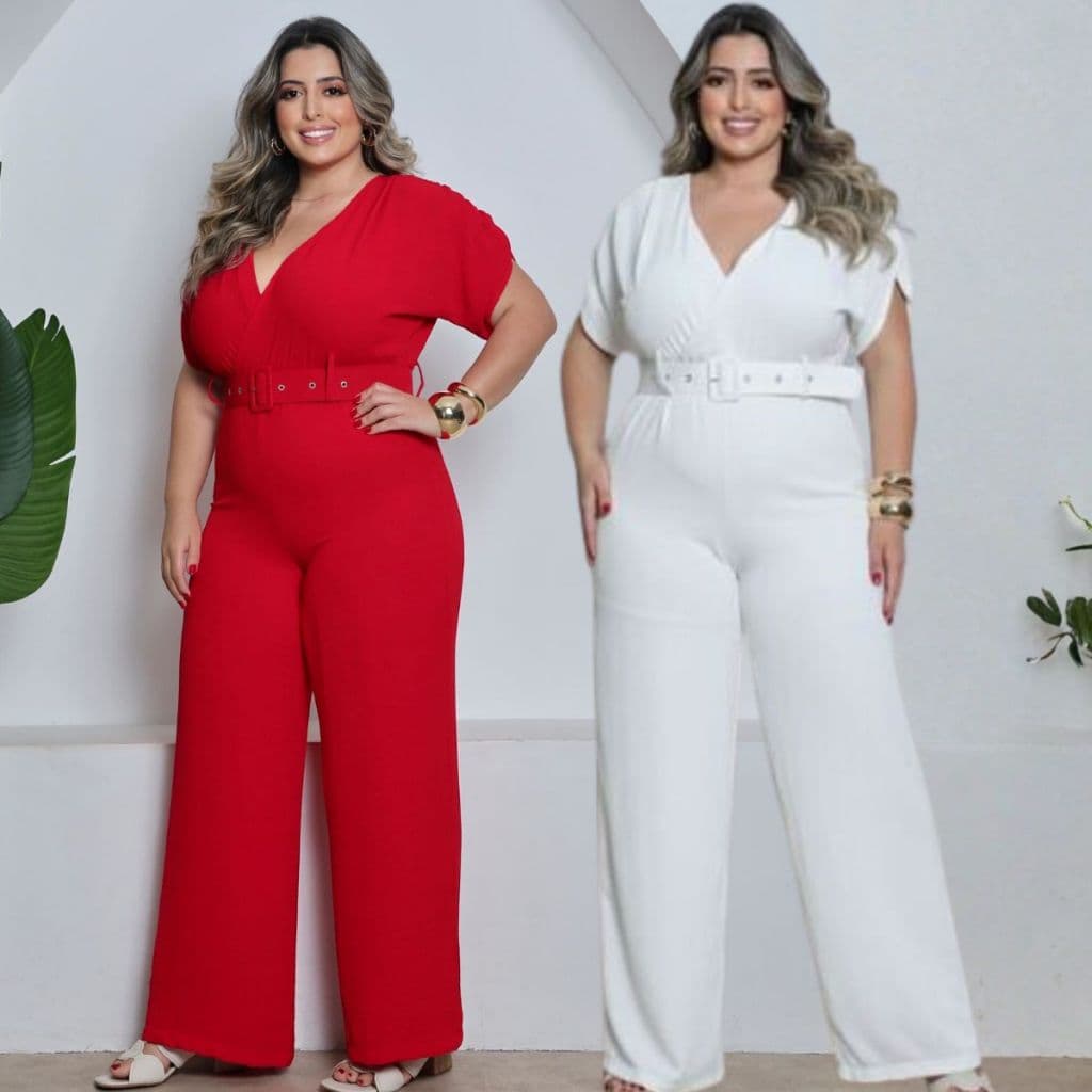 Kit 2 Macacão Com Cinto Plus Size Festas Final De Ano Moda Envio Imediato