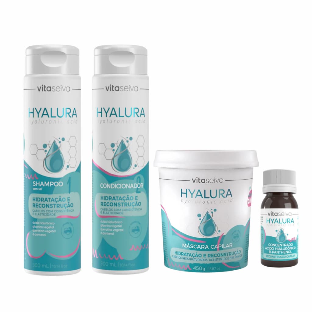 Shampoo Condicionador Mascara Concentrado Acido Hialuronico B- Panthenol Hyalura Vita Seiva