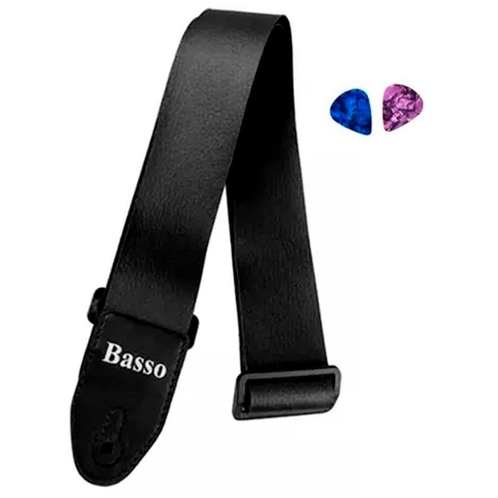 Correia Talabarte Violão Baixo Guitarra Viola Basso Ny01 + 2 Palhetas