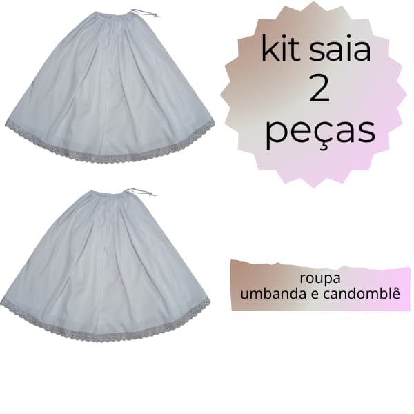 KIT SAIA FEMININO ROUPA DE SANTO CANDOMBLÉ E UMBANDA, SAIA DE RAÇÃO KIT COM 2 SAIAS TECIDO MICROFIBRA.