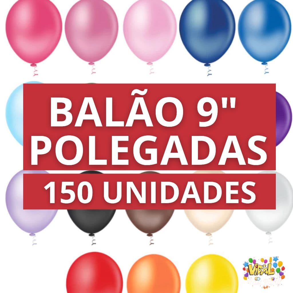 Kit 150 Unidades Balão Bexiga 9" Polegadas Diversas Cores Linha Granfesta Pic Pic