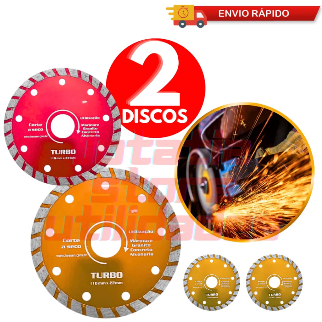 2 Disco De Corte Diamantado Turbo 110x20x7 Makita Esmerilhadeira P/ Corte Contínuo Granito Concreto Cerâmica Mármore