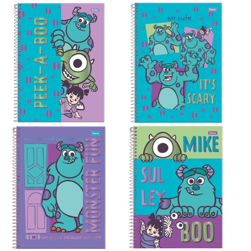 Caderno 10 Matérias Monstros S.A 160fls Espiral - Foroni