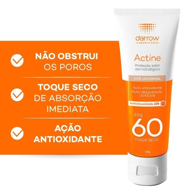 Protetor Solar Facial Actine FPS 60 Com Cor 40g