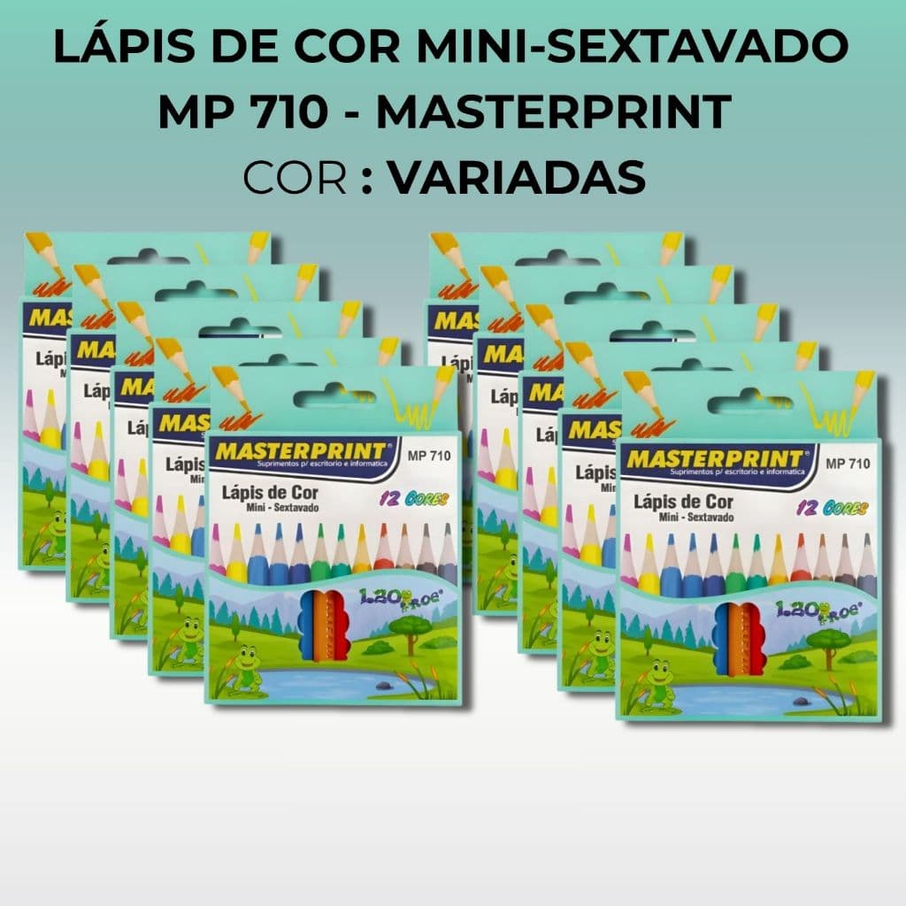 KIT Lápis de Cor Mini - Sextavado - MASTERPRINT -  120un