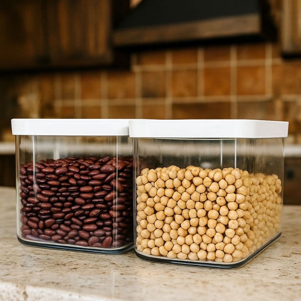 Potes Herméticos para mantimentos Arroz, Feijão, Ração, Empilhável 4000ml 2 Unidades Tampa Branca