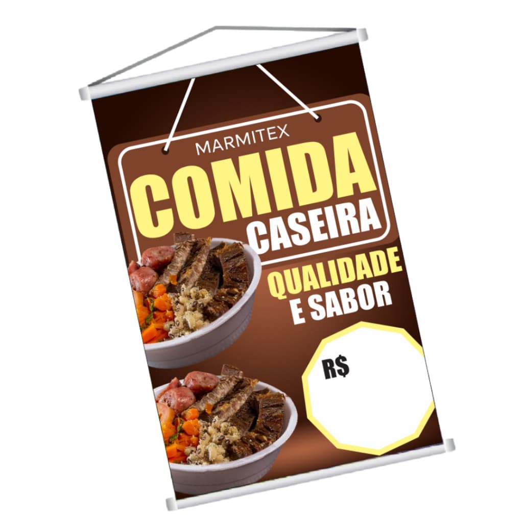 Banner Marmitex Quentinha Bastão Corda 300g Impressão em Alta Qualidade Arte Pronta Envio Imediato