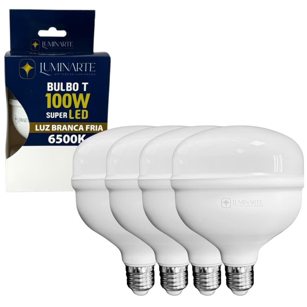 Kit 4 Lâmpadas Bulbo Led 100W 6500k Branco Frio Bivolt  E27 Inmetro Econômica