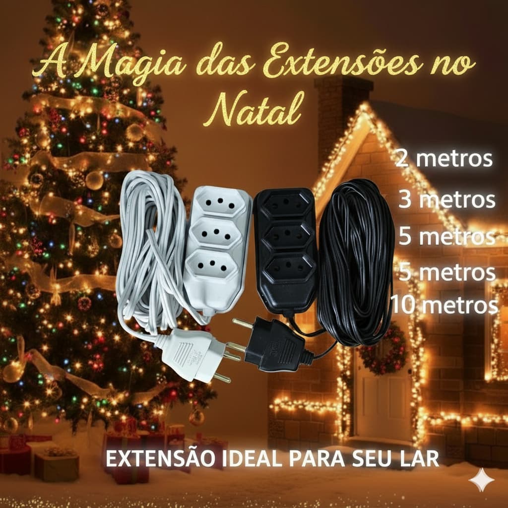 Extensão Elétrica 10 Metros Extensão Tomadas Compacta