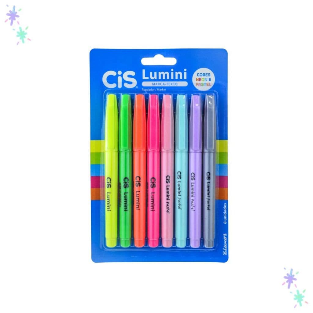 Marca-Texto Lumini Neon E Pastel 8 Unidades 1-3.5 mm