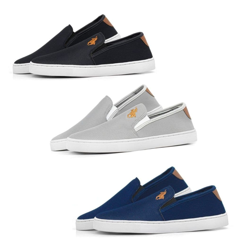 Kit 3 Pares De Tenis Slip On Masculino Calce Fácil Bordado Para Qualquer Ocasião Envio Imediato