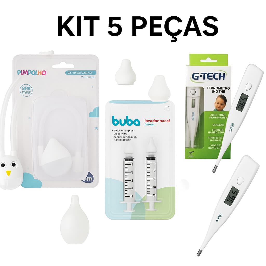 Kit Higiene Nasal Bebê | Termômetro Digital G-Tech + Aspirador Nasal + Lavador Nasal