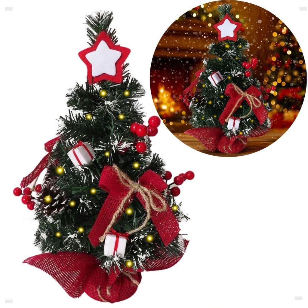 Arvore De Natal Decorada C/ Led Pronta Enfeite Natalino Mesa