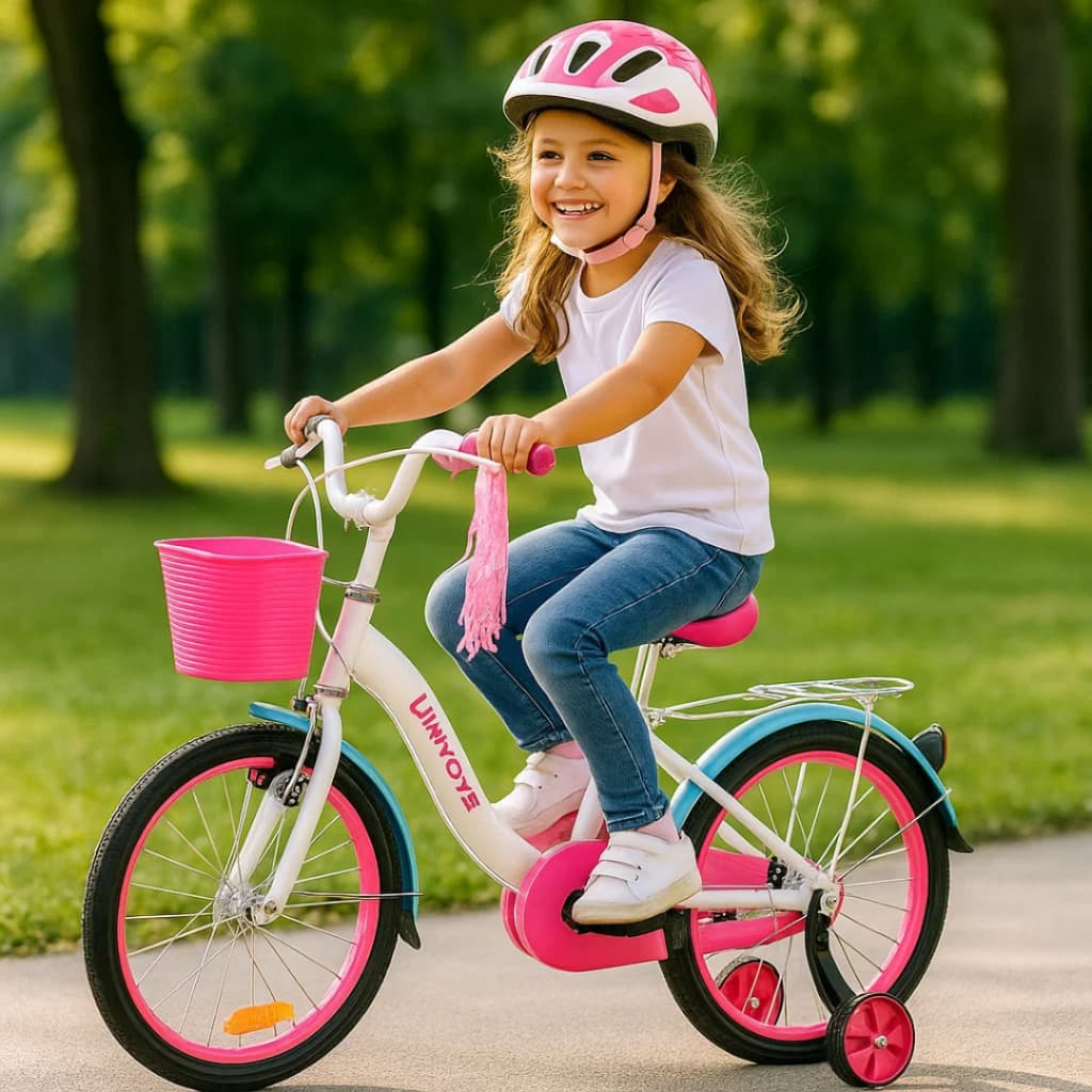 Bicicleta Infantil Rodinhas Cesta Garupa E Campanhia Aro 20 - Branca E Rosa