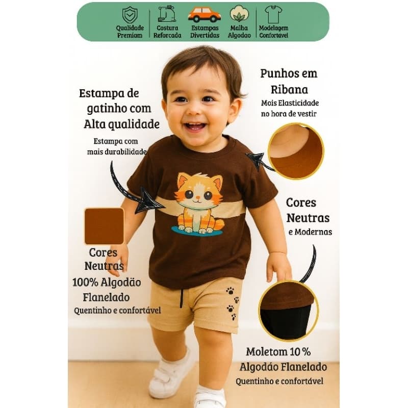 Conjunto camiseta e shorts  Bebê Verão.