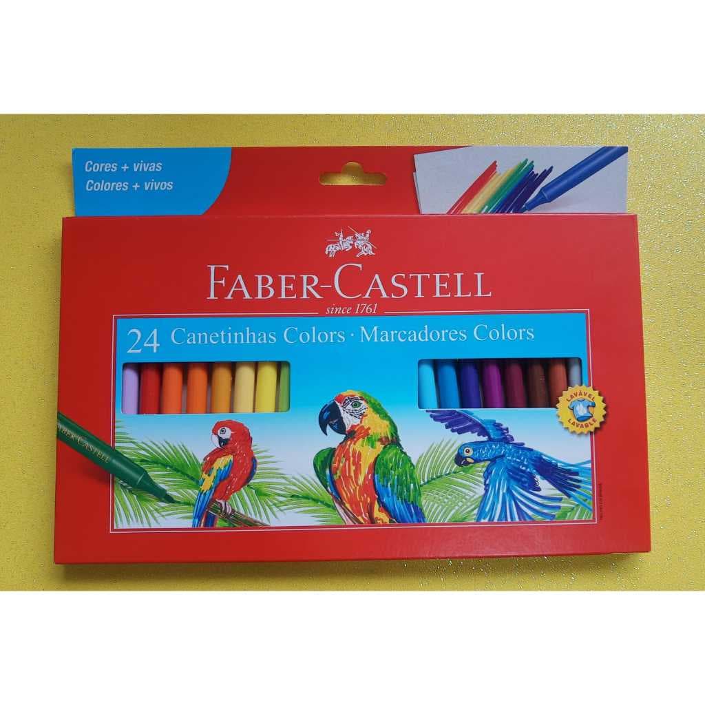 Canetinha Hidrográfica 24 Cores Faber Castell Lavável