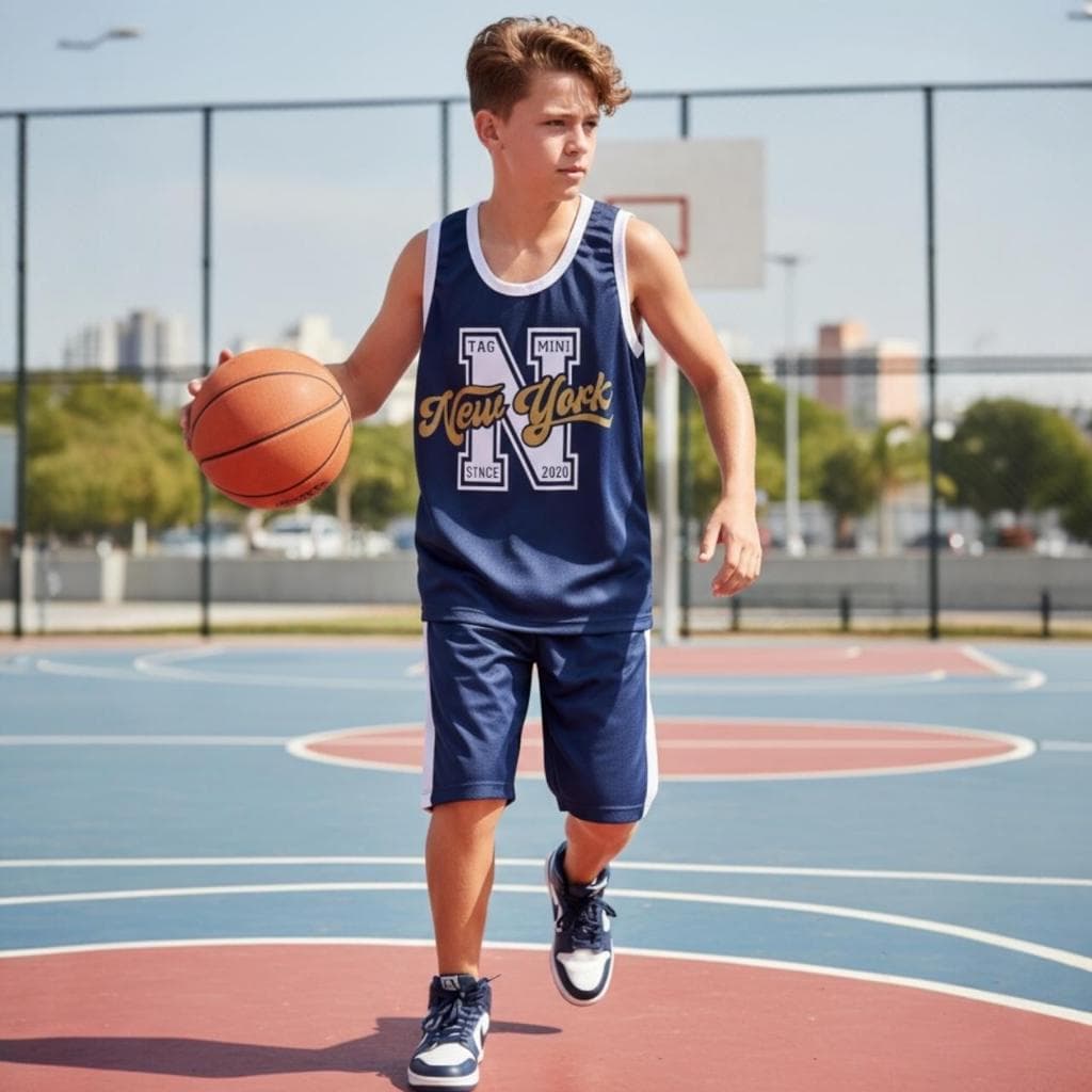 Conjunto Infantil Masculino Regata e Bermuda Estilo Verão Dri Fit Juvenil