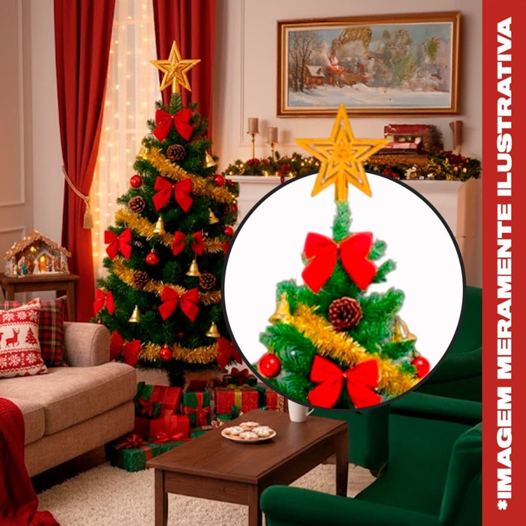 Árvore De Natal 101 Enfeites 1.20cm Com 110 Galhos Pinheiro Decoração Completa Promoção Papai Noel