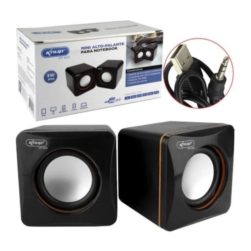 Caixa de Som Mini KP-600 USB Portátil P/ Notebook e PC – Alto-Falante Compacto com Som Potente