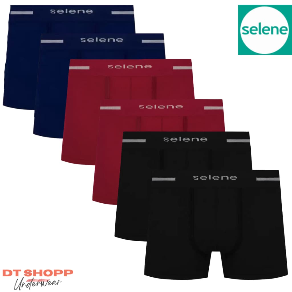 Kit 6 Cuecas Boxer Selene Masculino Microfibra Box Sem Costura Original