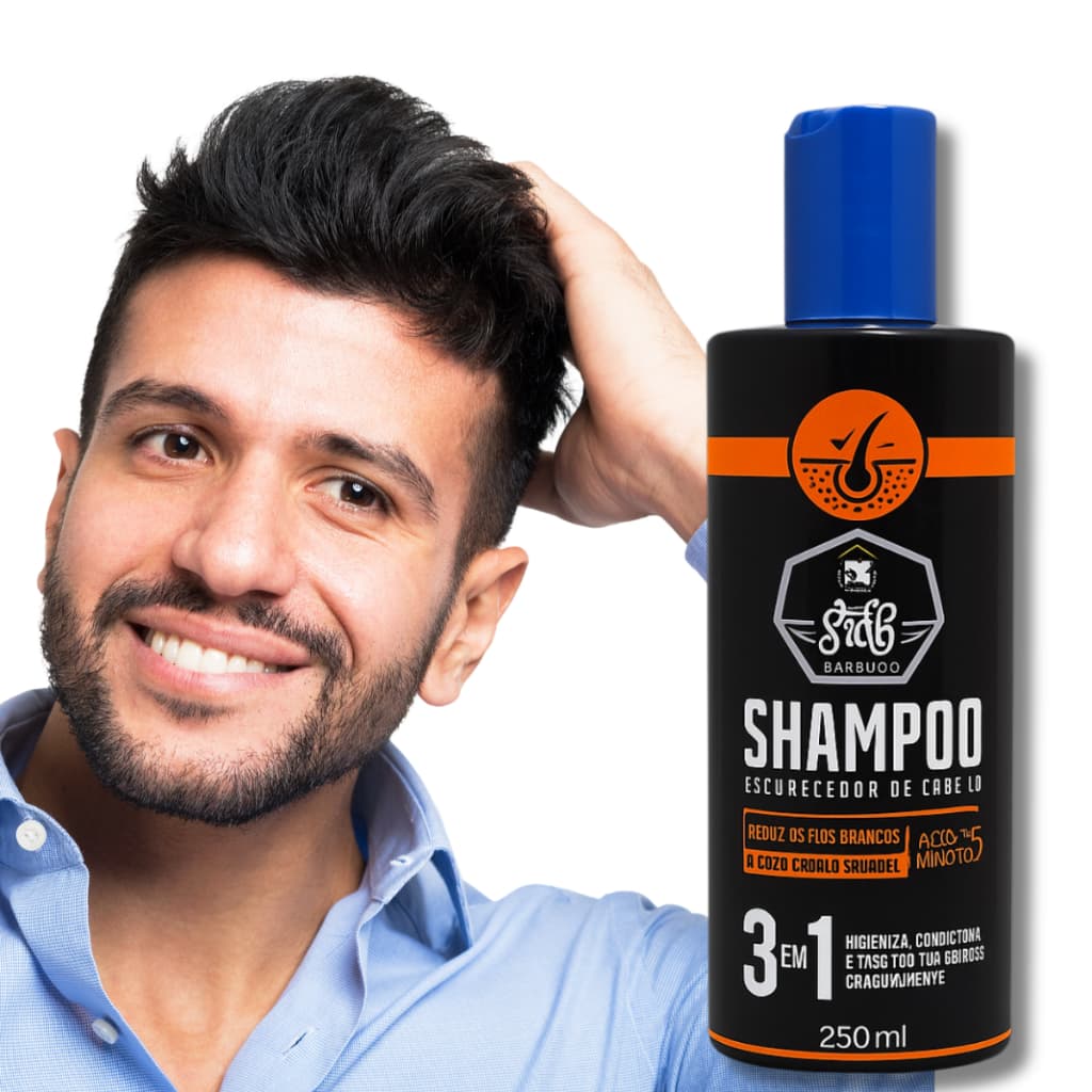 Shampoo Escurecedor Barba e Cabelo Cobre fios Grisalhos e Brancos 3 em 1 Santo Barbudo