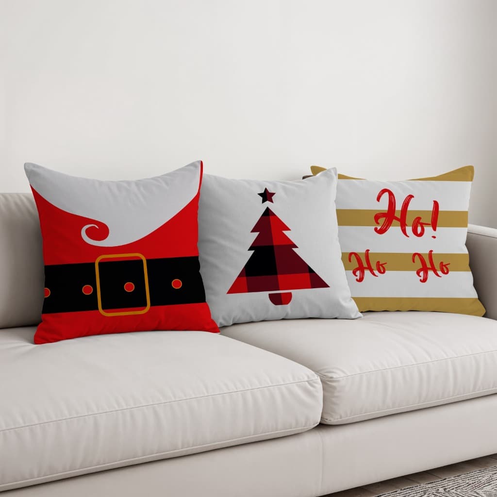 Kit 3 Capas de Natal Para Almofadas 45x45 Decoração Árvore de Natal