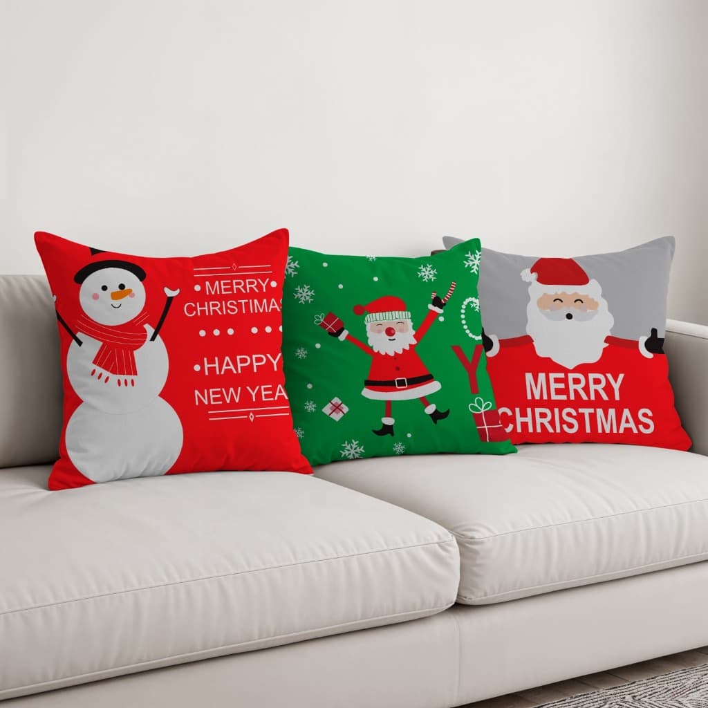 Kit 3 Capas de Natal Para Almofadas 45x45 Decoração Natalina