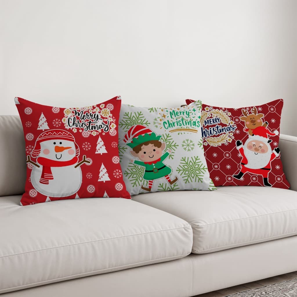 Kit 3 Capas de Natal Para Almofadas 45x45 Decoração Papai Noel Estampas