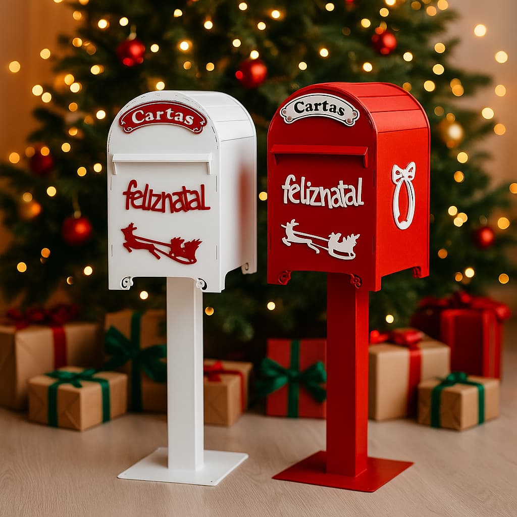 Porta Cartas Mdf Pedestal Natal Decoração Natalina Cartinhas Papai Noel