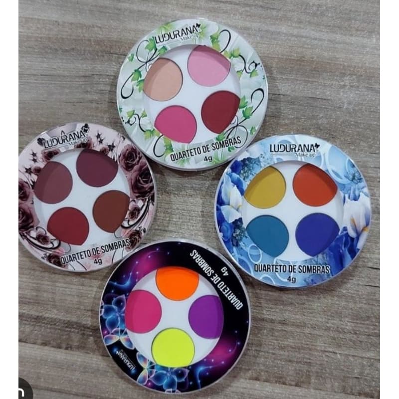 ​Paleta Quarteto de Sombras Ludurana Matte Cores Intensas - Alta Pigmentação Maquiagem