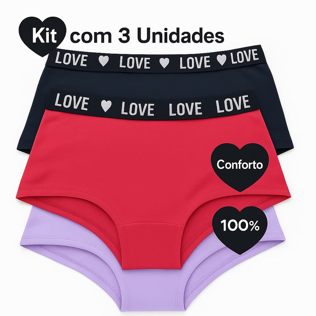 Kit Calcinha,Cueca Boxer Feminina Algodão Confortável para o Dia a Dia, Básica