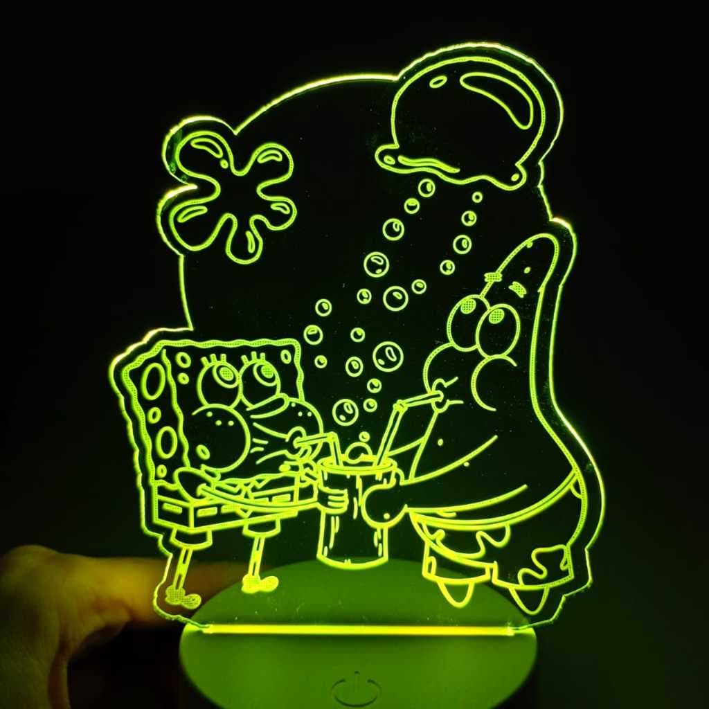 Abajur Luminária Bob Esponja Patrick Bolhas de Sabão Led ac0182 Presente Criativo Luz Noturna Quarto bebê menino menina