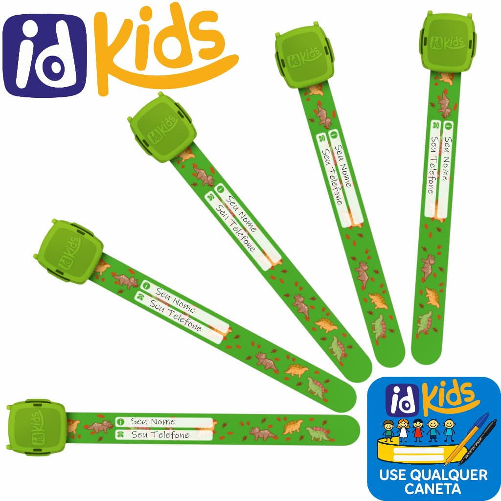 Pulseira de Identificação Infantil IDKIDS VERDE Viagem Praia Aeroporto