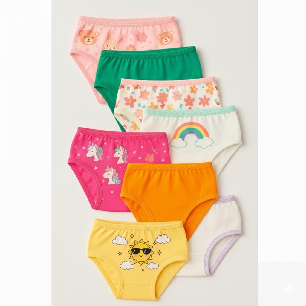 Kit 3, 6, 9 Ou 12 Calcinha 100% Algodão Infantil Menina Lateral Larga Tanga Tapa Fralda Macia Confor