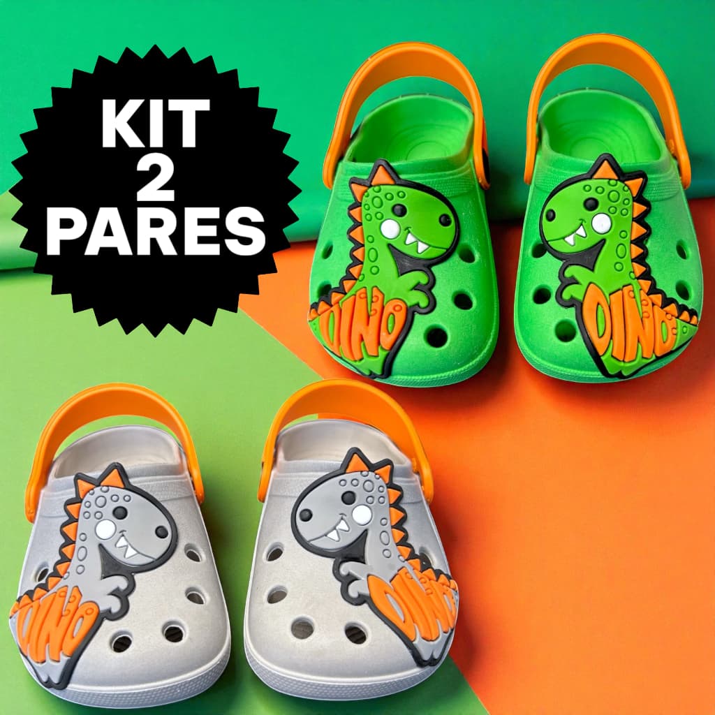 Kit 2 Pares Sandalia Infantil Papete Menino Dinossauro Astronauta Foguete Leve Confortavel