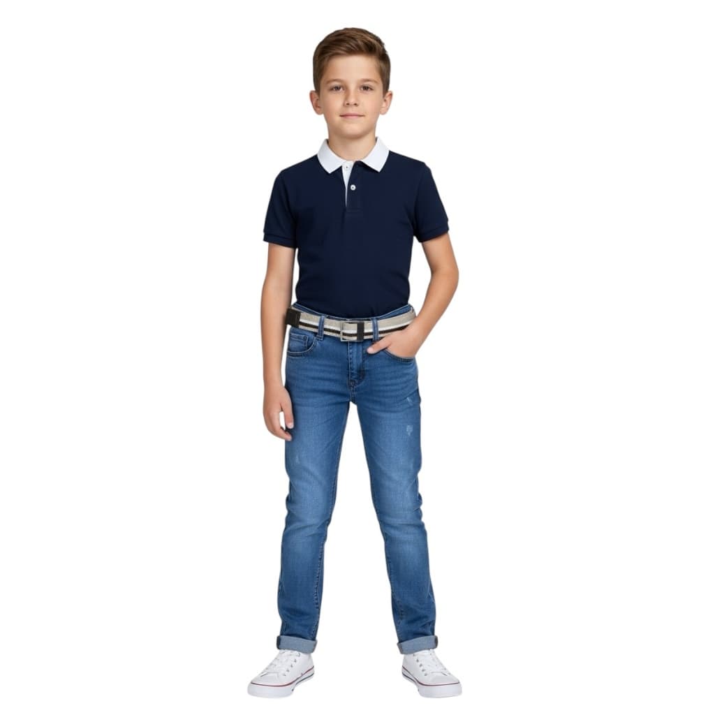 Calça Jeans Masculina Skinny Clara Com Cinto para Meninos Festas Infantil Juvenil 10-16