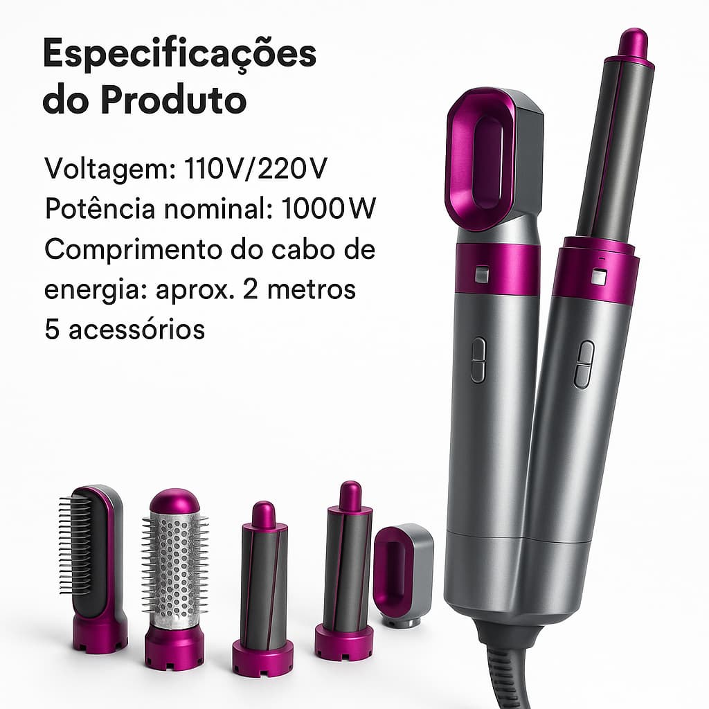 Airwrap Styler 5 em 1 secador de cabelo escova de ar quente modelador de cabelo 110V ou 220V no BR