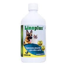 Linoplus 400ml Indubras  Vitamina A E E Omega 6 E 3 Cão E Gato - Indubras
