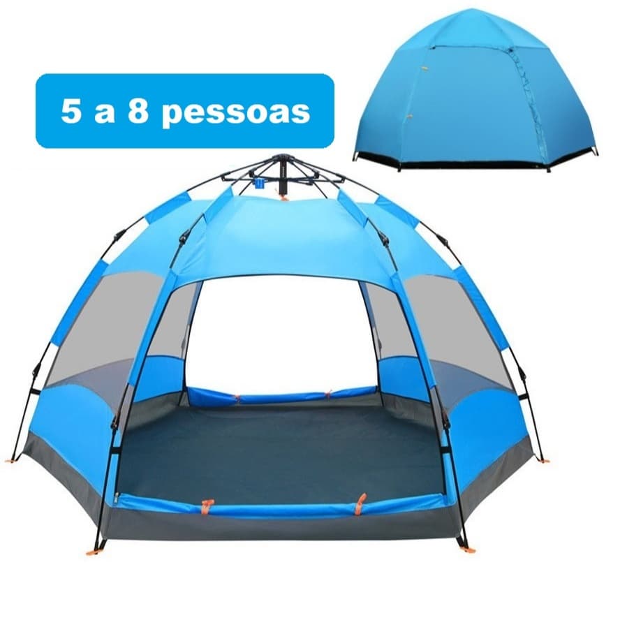 Barraca Automática 5/8 Pessoas Camping Acampamento Impermeável Azul